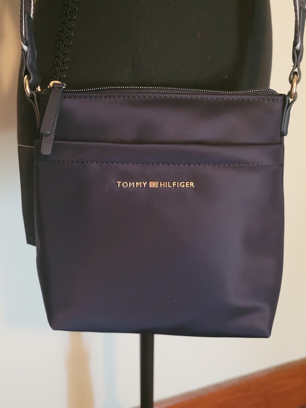 Tommy Hilfiger Navy Nylon Crossbody with Gold Logo Hardware Adjustable Strap